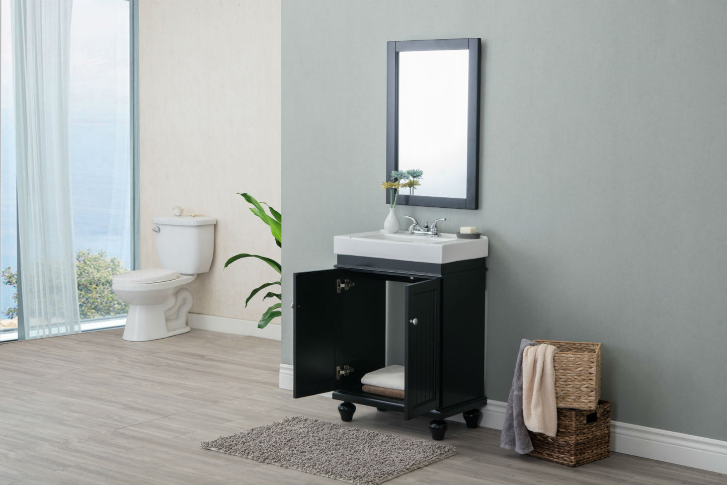 24" Space Saving Single Sink Bathroom Vanity