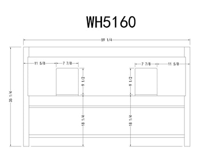 60" Solid Wood Double Sink Vanity with Marble Top