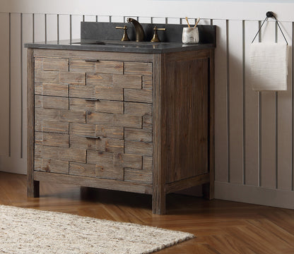 36" Wood Single Sink Vanity with Moon Stone Top