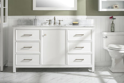 60" Single Sink Vanity Cabinet with Carrara White Marble or Blue Limestone Countertop