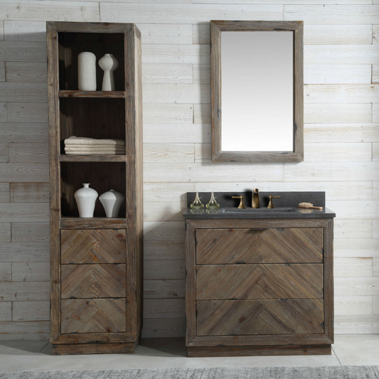 36" Wood Single Sink Vanity with Moon Stone Top