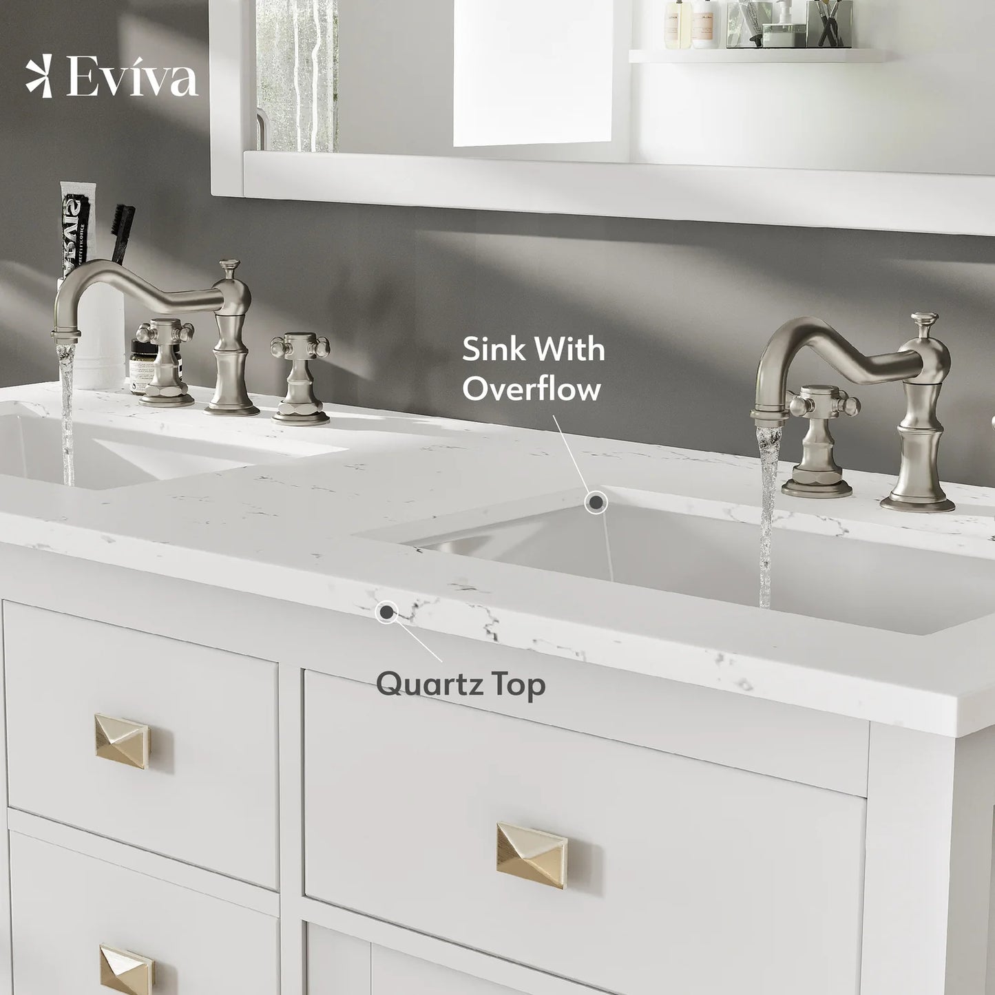 Artemis 48"W x 22"D Double Sink Bathroom Vanity with Carrara Quartz Countertop and Undermount Porcelain Sink