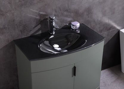 30" Single Sink Freestanding Bathroom Vanity - PVC and Tempered Glass