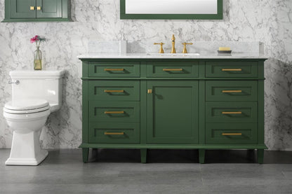 60" Single Sink Vanity Cabinet with Carrara White Marble or Blue Limestone Countertop