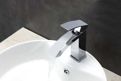 Aqua Balzo Single Lever Wide Spread Bathroom Vanity Faucet Chrome Finish