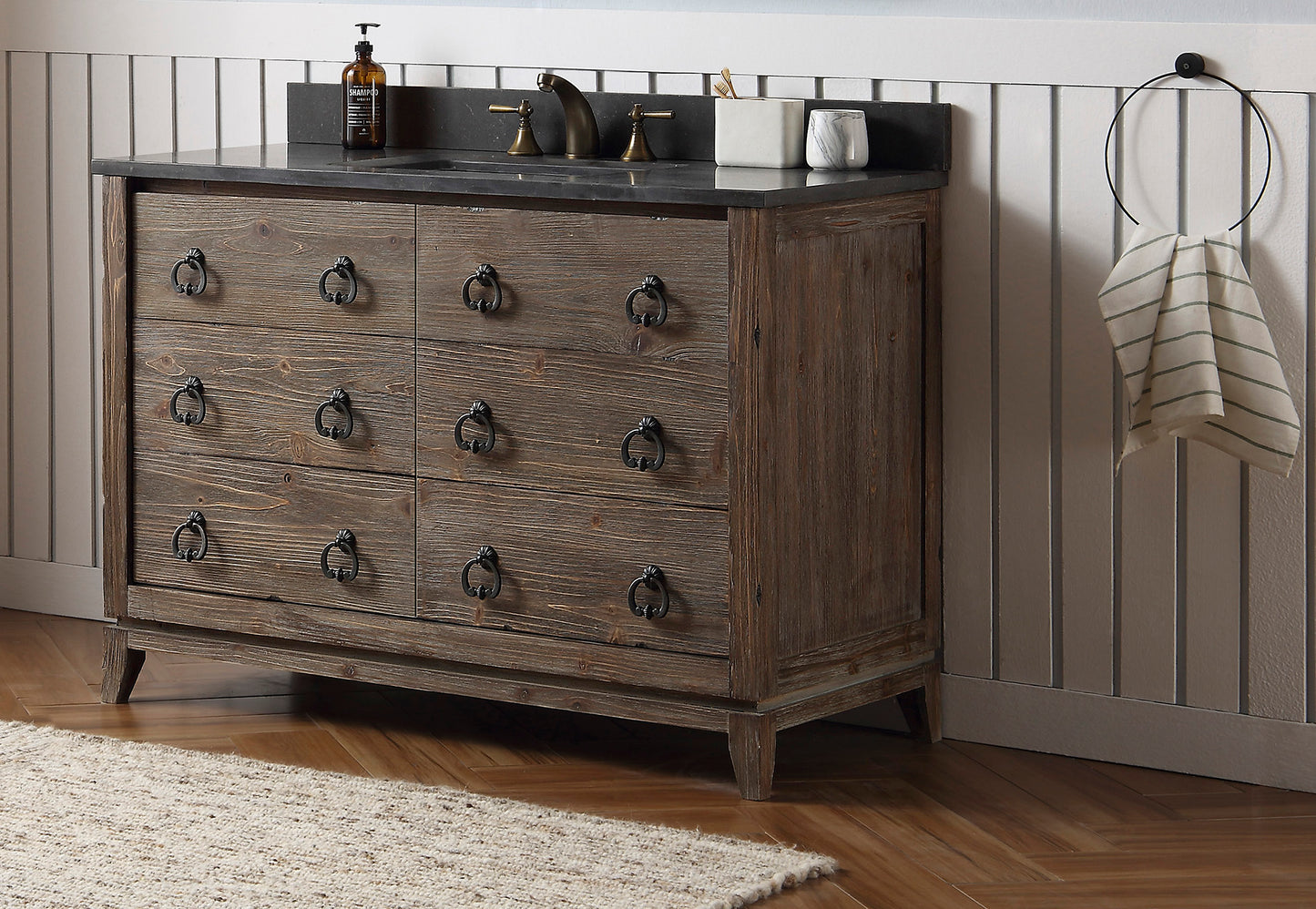 48" Solid Wood Single Sink Vanity with Moon Stone Top