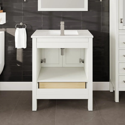 Eviva London 30" x 18" Transitional Bathroom Vanity w/ White Carrara Top