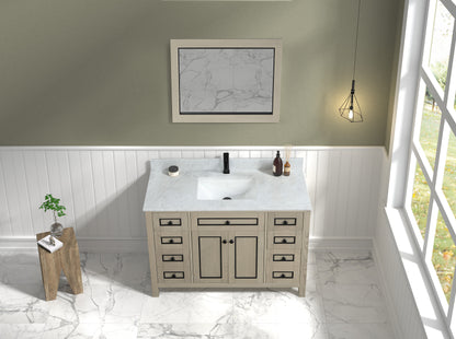 48" Single Sink Vanity with White Carrara Marble Top