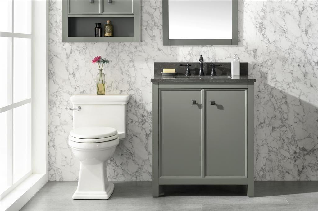 30" Single Sink Vanity Cabinet with Carrara White Marble or Blue Limestone Countertop