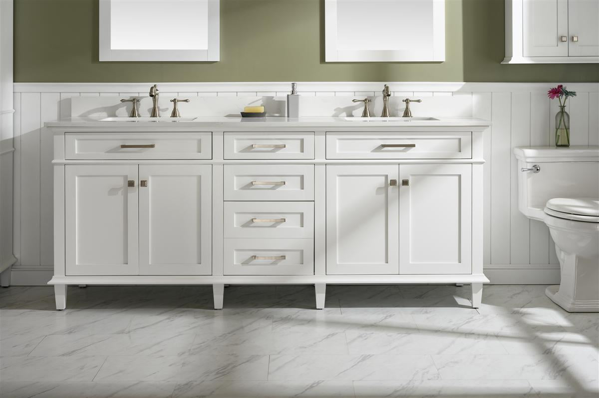 80" Double Sink Vanity Cabinet with Carrara White Quartz Countertop