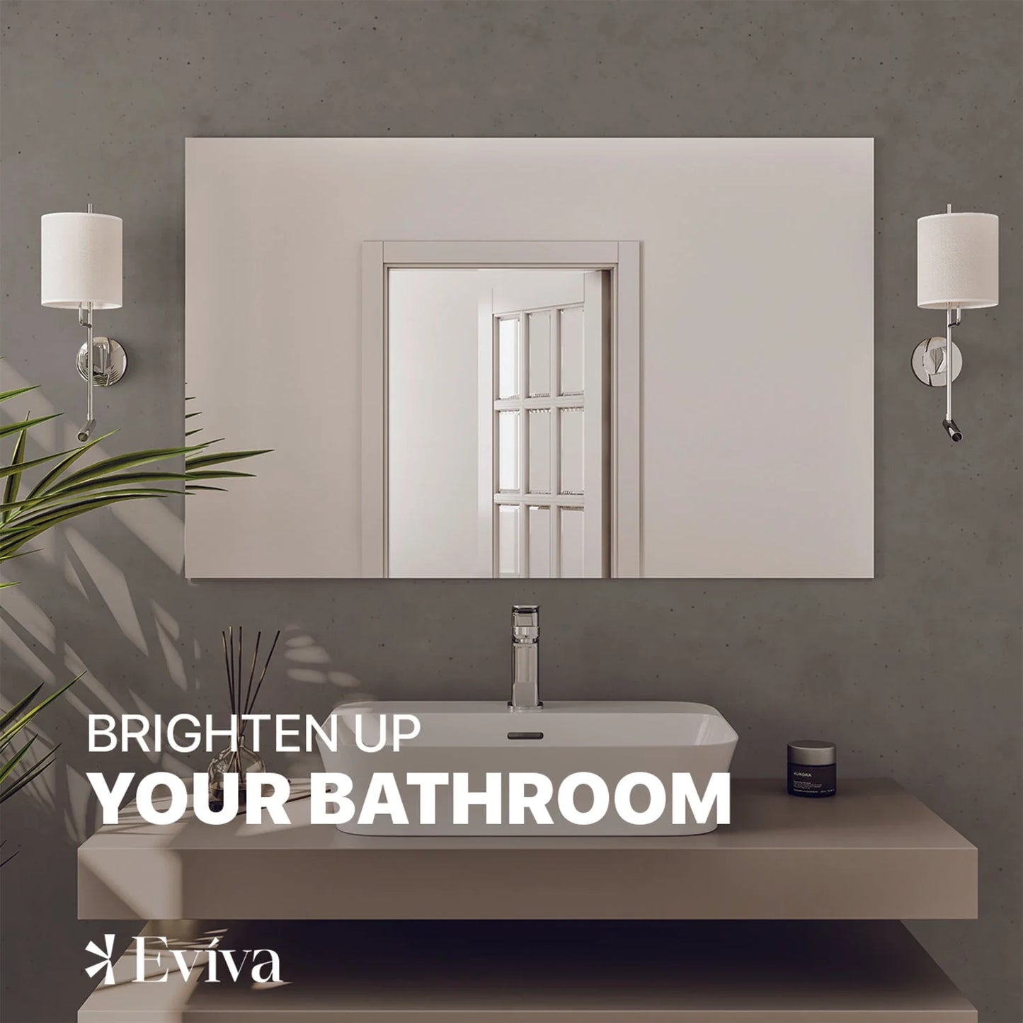 Eviva Sleek 42"W x 30"H Rectangular Frameless Mirror