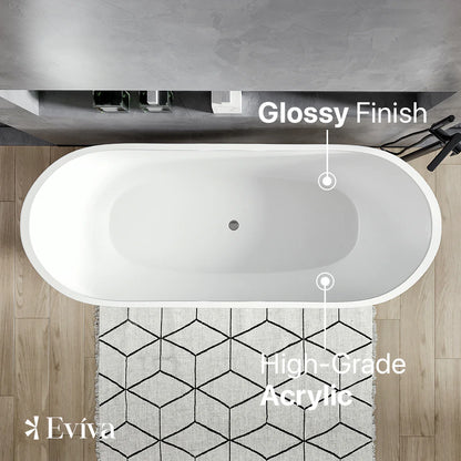 Eviva Clair 60" Freestanding White Acrylic Bathtub