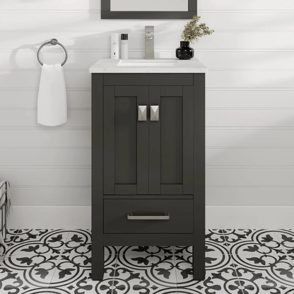 Eviva London 20" Transitional bathroom vanity with white Carrara marble countertop