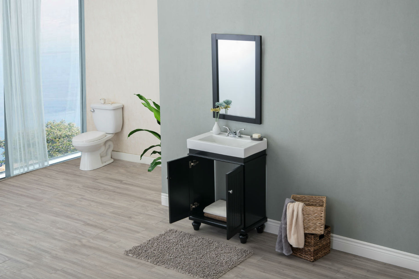 24" Space Saving Single Sink Bathroom Vanity