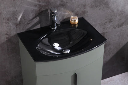 24" Single Sink Freestanding Bathroom Vanity - PVC and Tempered Glass