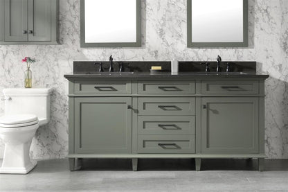 72" Double Sink Vanity Cabinet with Carrara White Marble or Blue Limestone Countertop