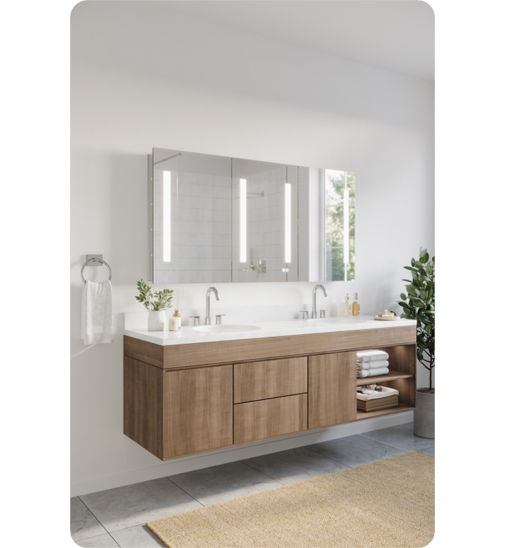 Tiempo 60" Wide by 30" Tall Bathroom Medicine Cabinet with LED Lighting