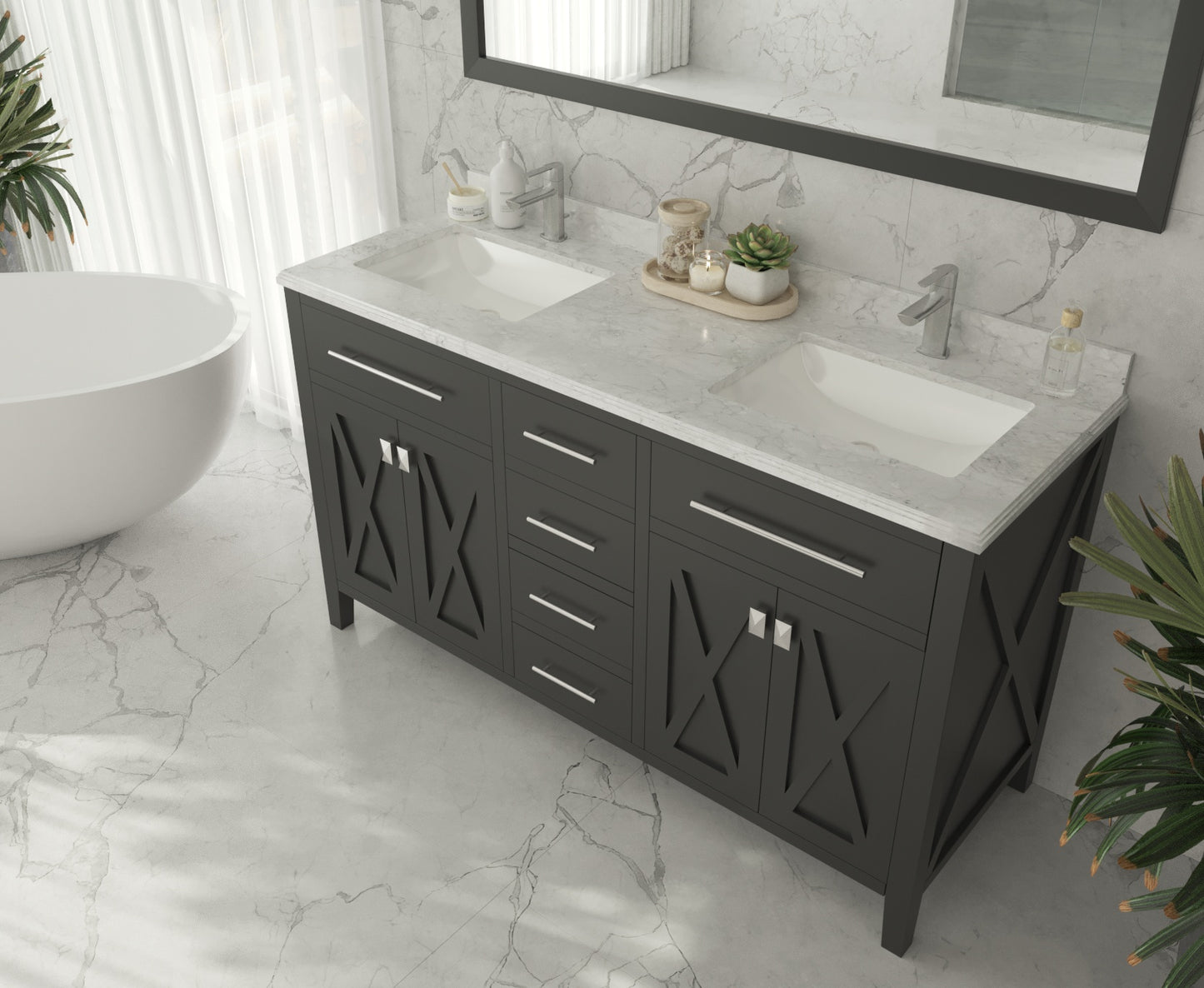 Wimbledon Collection 60" Double Sink Bathroom Vanity