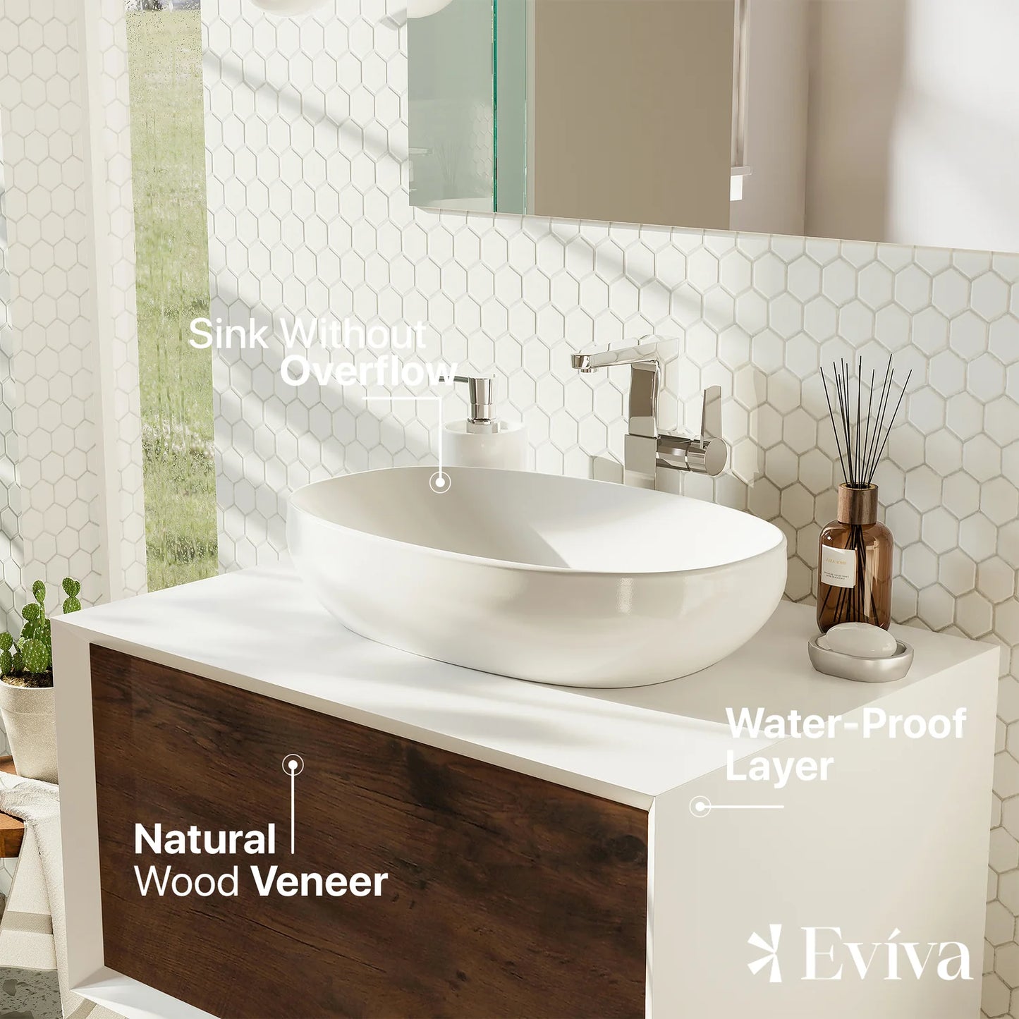 Santa Monica 30"W x 22"D Wall Mount Bathroom Vanity with Solid Surface Countertop and Vessel Solid Surface Sink