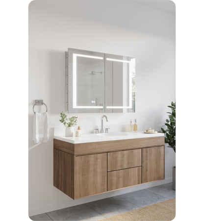 Spazio 40" Wide by 30" Tall Bathroom Medicine Cabinet with LED Lighting