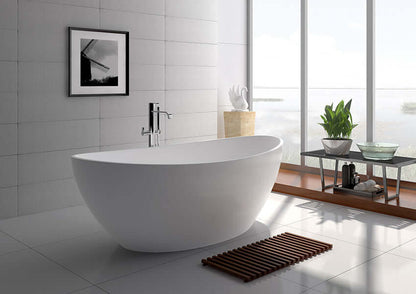 63" Freestanding White Matte Solid Surface Bathtub