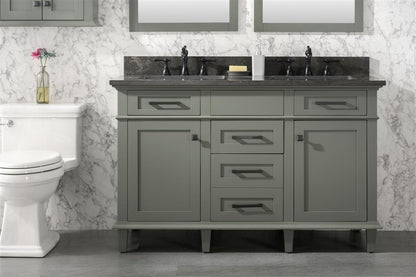 54" Double Sink Vanity Cabinet with Carrara White Marble or Blue Limestone Countertop