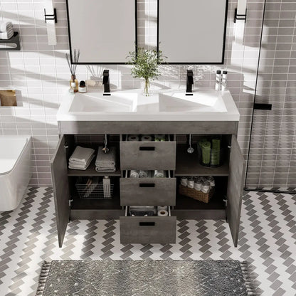 Lugano 48"W x 20"D Double Sink Bathroom Vanity with White Acrylic Countertop and Integrated Sinks