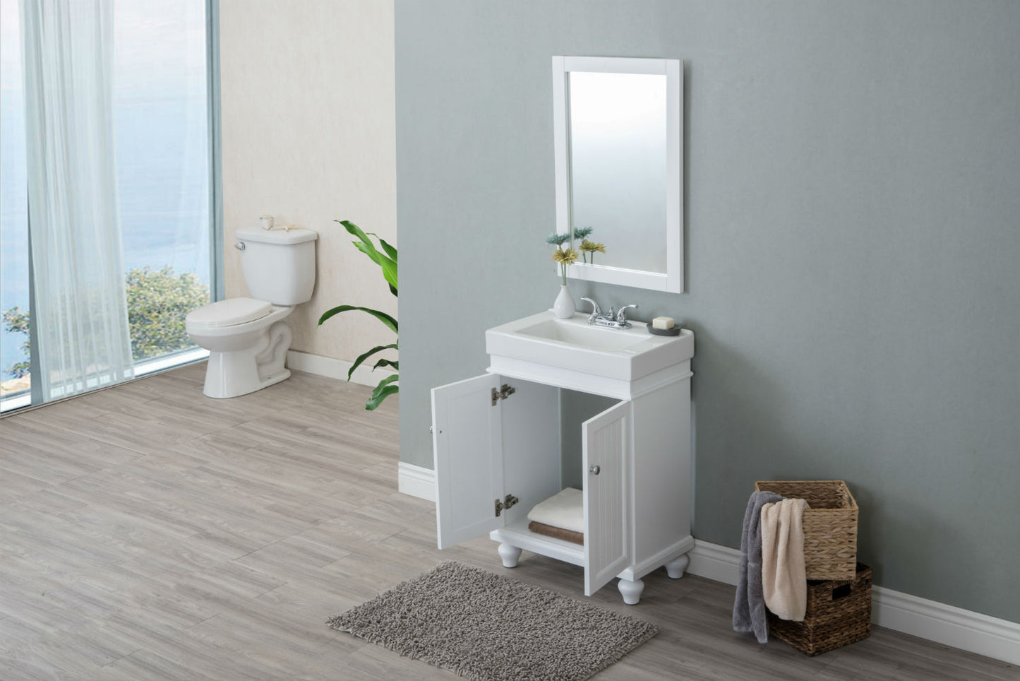 24" Space Saving Single Sink Bathroom Vanity