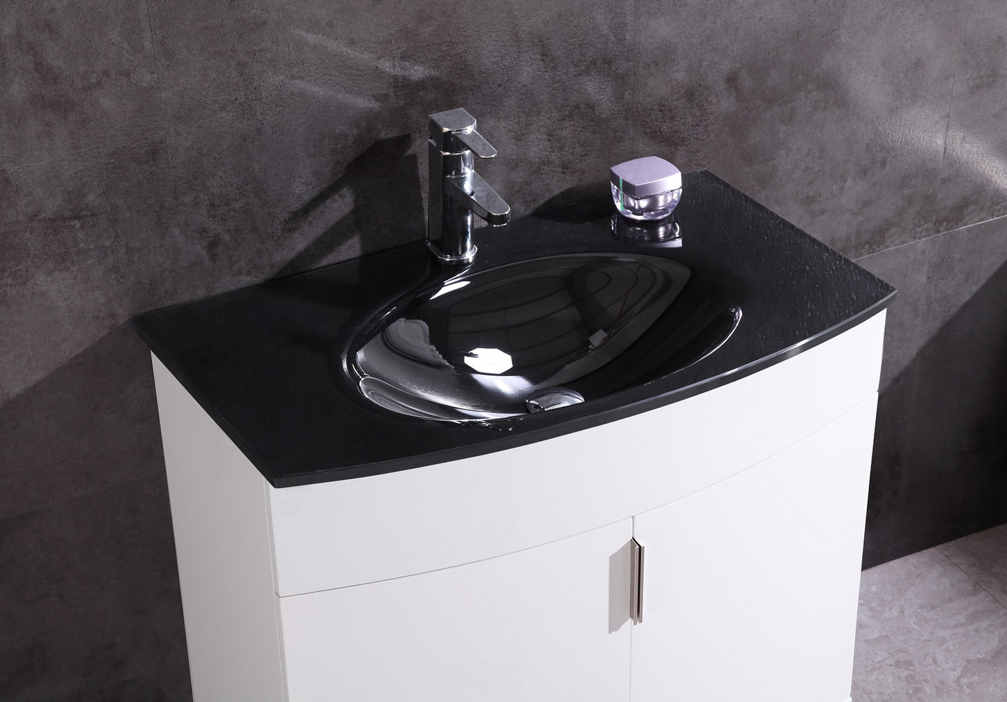 30" Single Sink Freestanding Bathroom Vanity - PVC and Tempered Glass