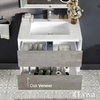 Vienna 36"W x 19"D Wall Mount Bathroom Vanity with Acrylic Countertop and Integrated Sink