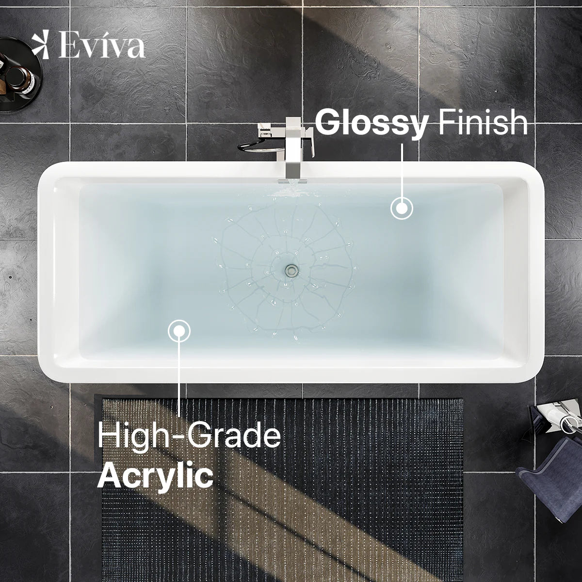 Eviva Eclipse 67 inch White Freestanding Bathtub