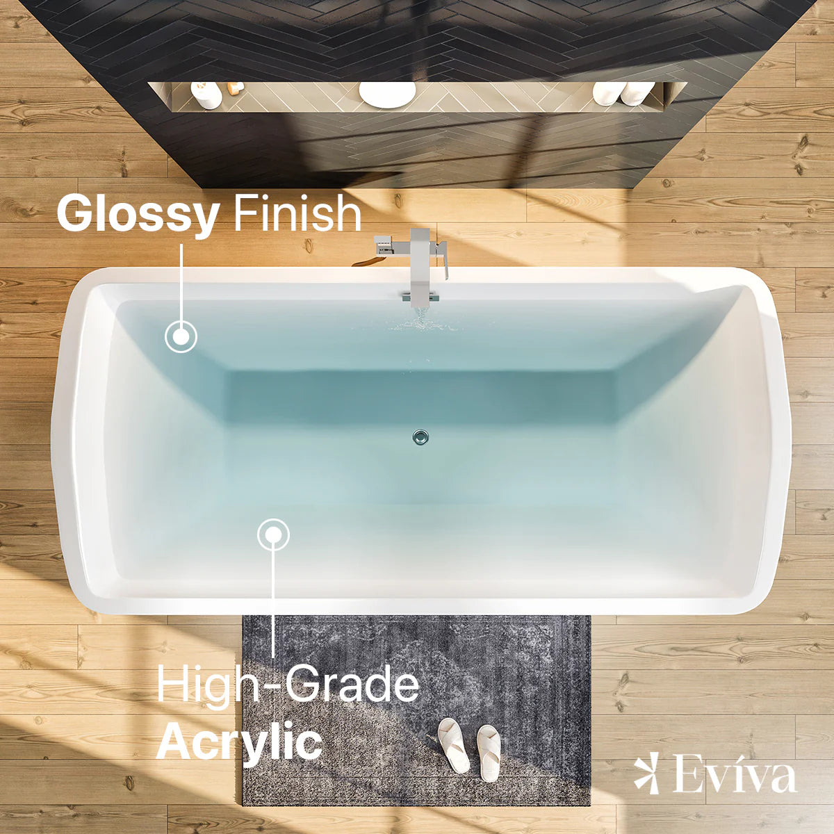 Eviva Atlantis Free Standing 67" Acrylic Bathtub