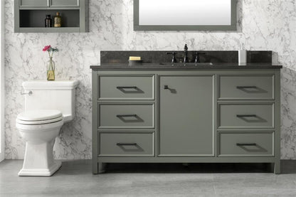 60" Single Sink Vanity Cabinet with Carrara White Marble or Blue Limestone Countertop