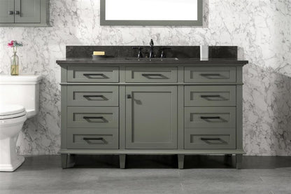 60" Single Sink Vanity Cabinet with Carrara White Marble or Blue Limestone Countertop