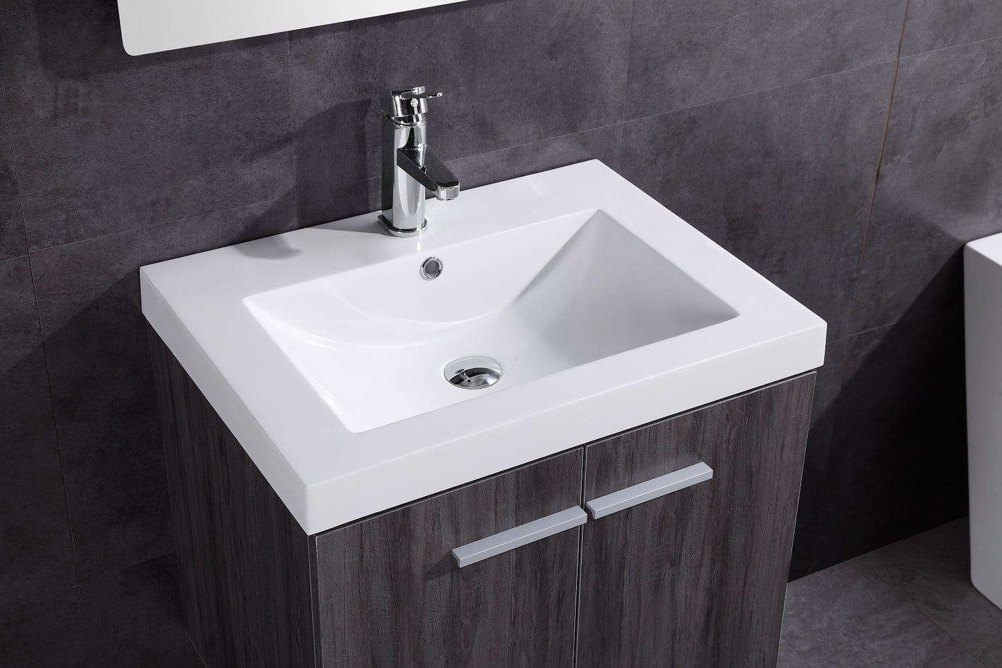 24" Single Sink Floating Vanity - PVC and White Resin Top