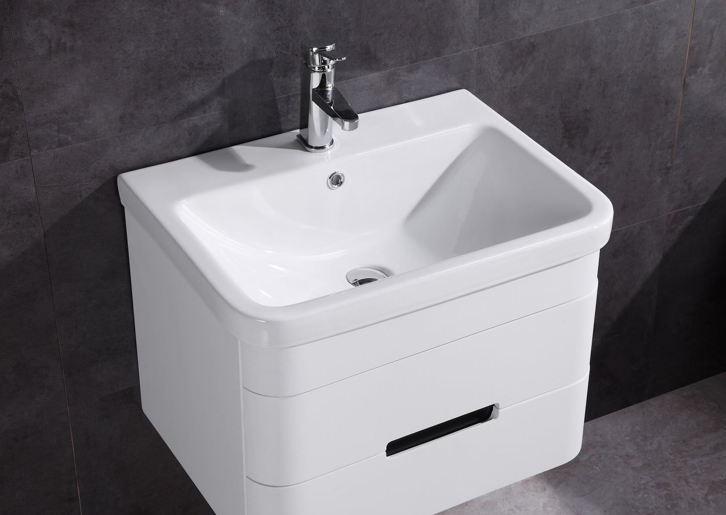 24" Single Sink Floating Vanity with Mirror - PVC and White Ceramic Top