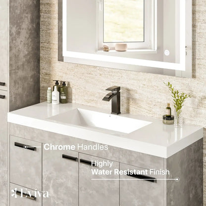 Lugano 42"W x 20"D Single Sink Bathroom Vanity with White Acrylic Countertop and Integrated Sink