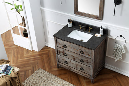 36" Solid Wood Single Sink Vanity with Moon Stone Top