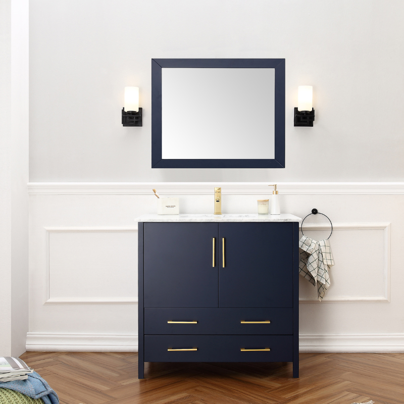 36" Solid Wood Single Sink Bathroom Vanity with Mirror