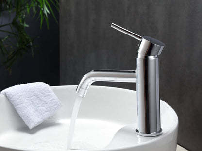 Aqua Rondo Single Hole Mount Bathroom Vanity Faucet Chrome Finish