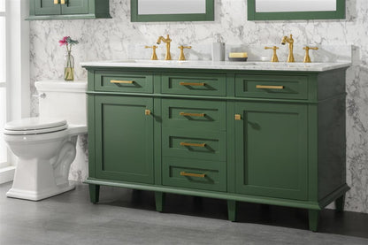 60" Double Sink Vanity Cabinet with Carrara White Marble or Blue Limestone Countertop