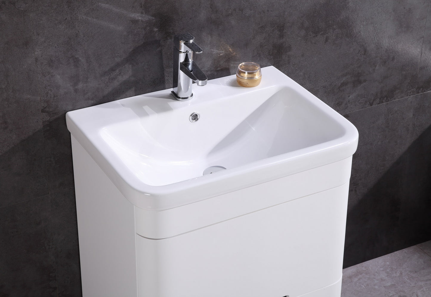 24" Single Sink Freestanding Vanity with Mirror - PVC and White Ceramic Top