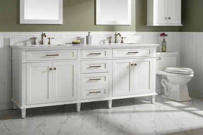 80" Double Sink Vanity Cabinet with Carrara White Quartz Countertop