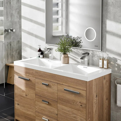 Lugano 48"W x 20"D Double Sink Bathroom Vanity with White Acrylic Countertop and Integrated Sinks