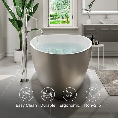 Eviva Viva 60" Solid Surface Grey & White Freestanding Bathtub