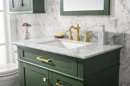 36" Single Sink Vanity Cabinet with Carrara White Marble or Blue Limestone Countertop