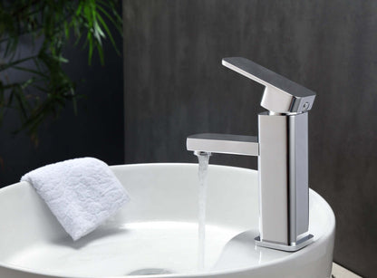 Aqua Soho Single Hole Mount Bathroom Vanity Faucet Chrome Finish