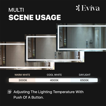 Eviva Glow 72"W x 36"H Rectangular Frameless LED Mirror