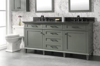 72" Double Sink Vanity Cabinet with Carrara White Marble or Blue Limestone Countertop