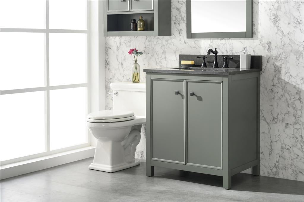 30" Single Sink Vanity Cabinet with Carrara White Marble or Blue Limestone Countertop